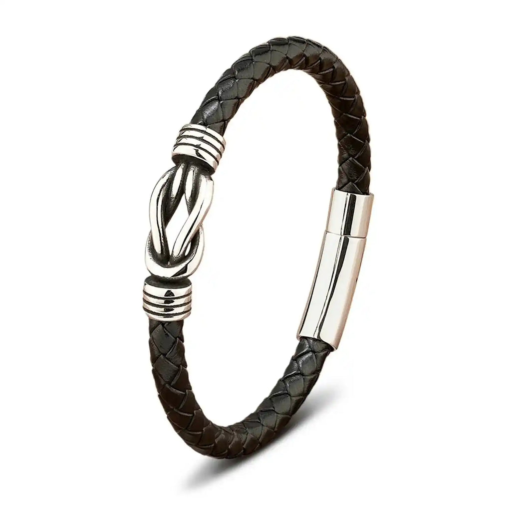 Bracelet Orion en cuir véritable et acier