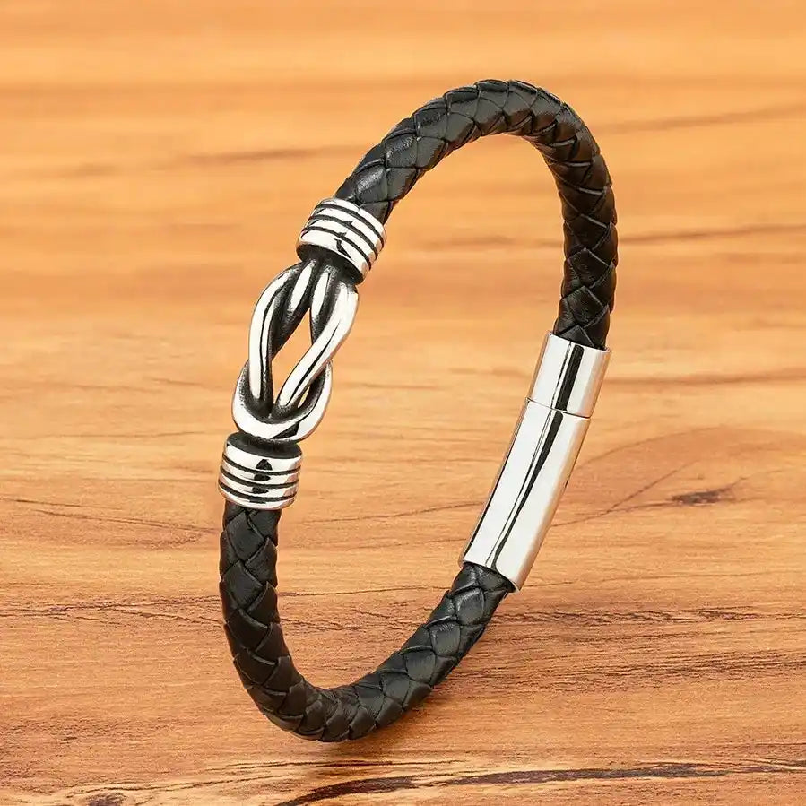 Orion Genuine Leather & Steel Bracelet